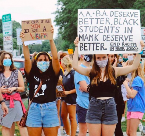 MHS students taking part  in the BLM protest in Mamaroneck in June 2020.