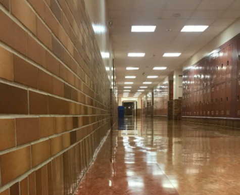 The once-crowded hallways of the Science wing remain empty.