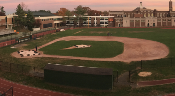 Mamaroneck High School’s ‘Manchester Field,’ baseball field, at the center of campus.
