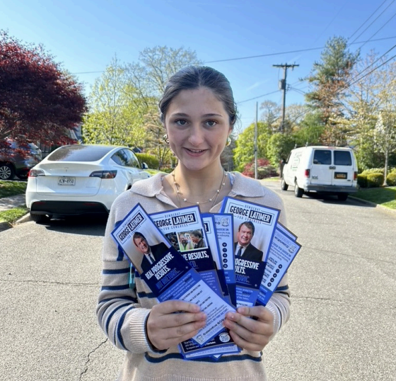 Sofia Pellegrini (’25) getting involved in politics and canvassing for George Latimer.