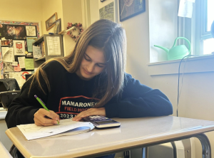 Mamaroneck High School students complete many of their assignments on paper. 