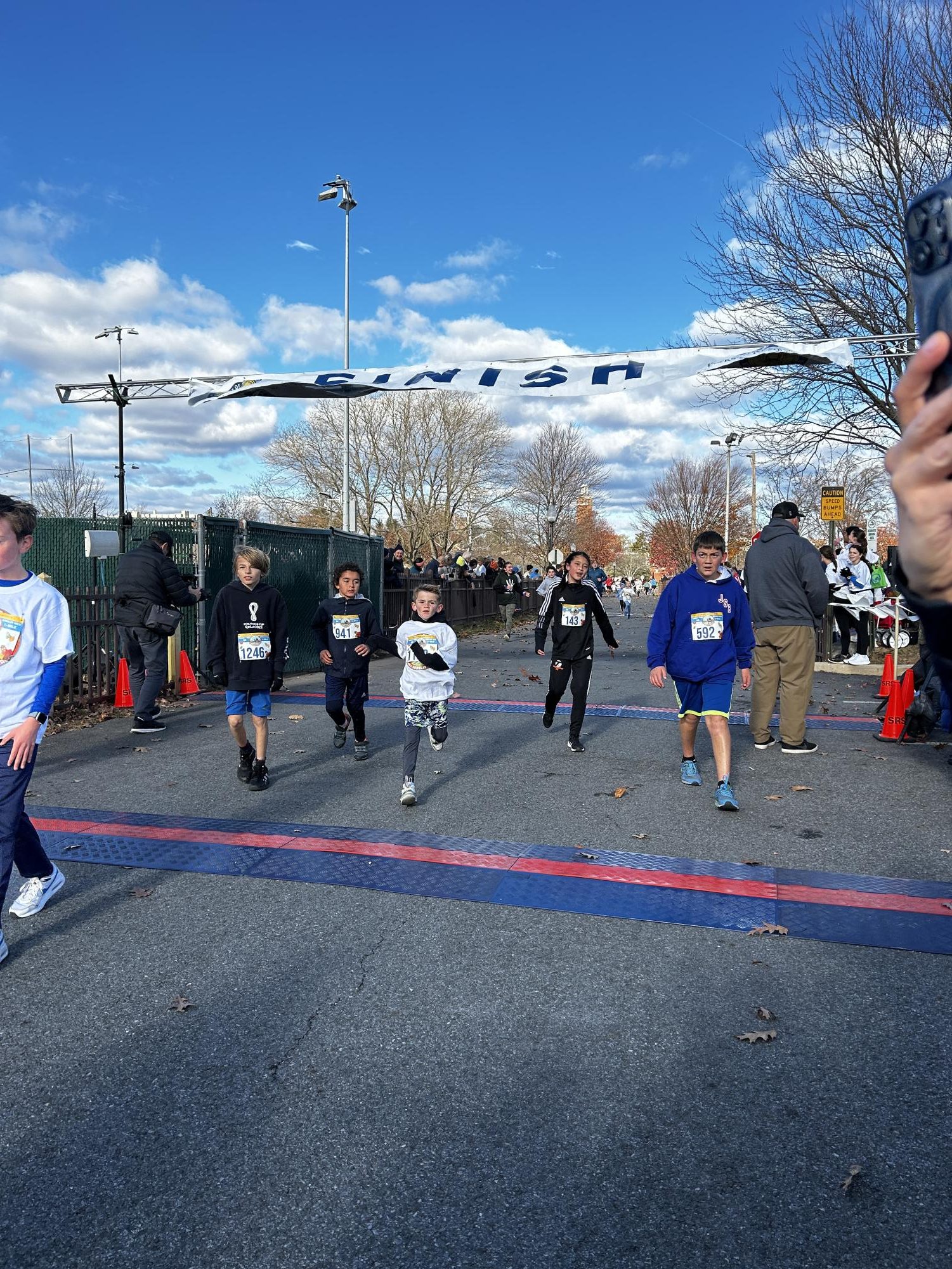 Runners finishing 2024 Gobbler Run.