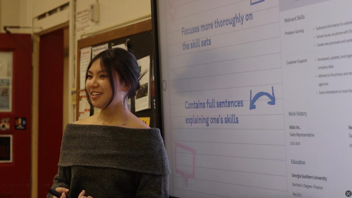 Ava Chow ('26) presenting her findings to her OCRA classmates.