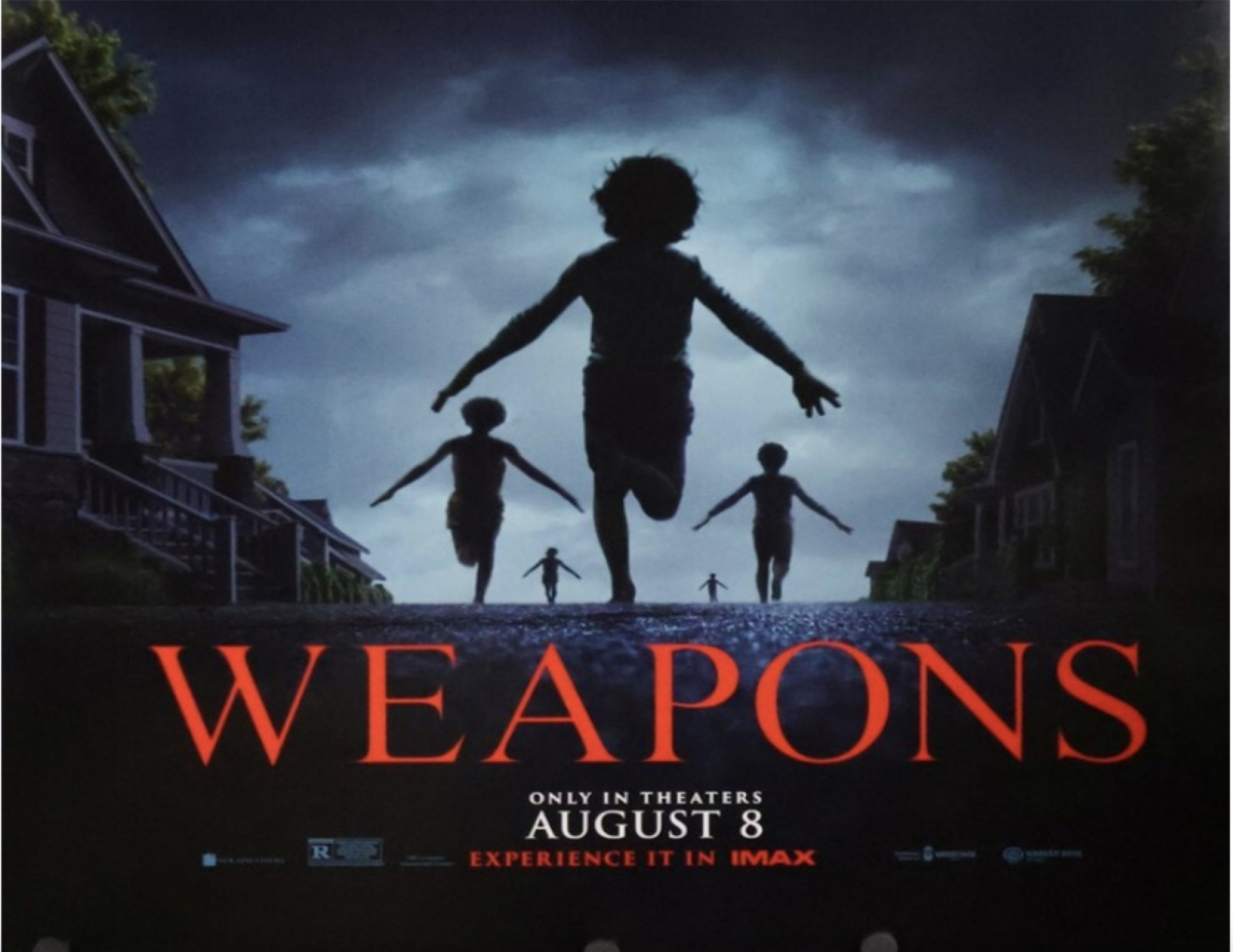 The official poster for Zach Cregger’s new horror film Weapons, released in theaters on August 8, 2025.