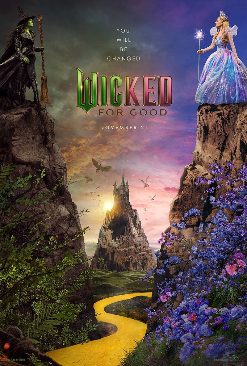 Official Wicked poster featuring Elphaba and Glinda.
